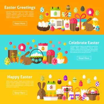 Easter Holiday Web Banners Stock Illustration