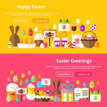Easter Holiday Website Banners Stock Illustration