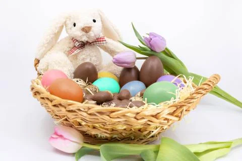 Easter holidays 2019 - Easter bunny and eggs Stock Photos