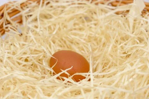 Easter holidays in all simplicity Egg in the straw Foto stock