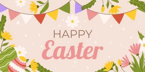 Easter horizontal background template. Design for celebration spring holida.. Stock Illustration