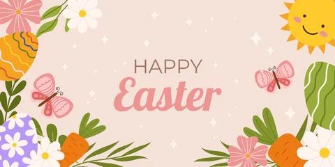 Easter horizontal background template. Design for celebration spring holida.. Stock Illustration