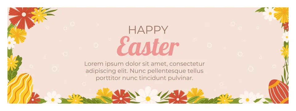 Easter horizontal banner template. Design for celebration spring holiday pa.. Stock Illustration