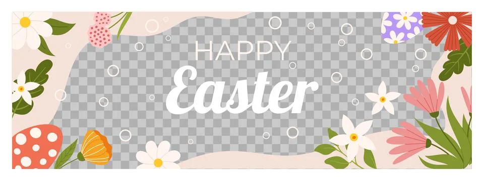 Easter horizontal banner template. Design for celebration spring holiday wi.. Stock Illustration