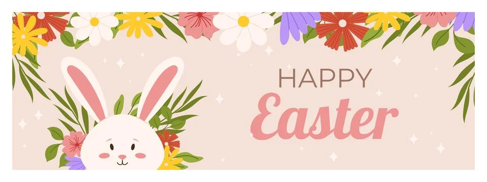Easter horizontal banner template. Design for celebration spring holiday wi.. Stock Illustration