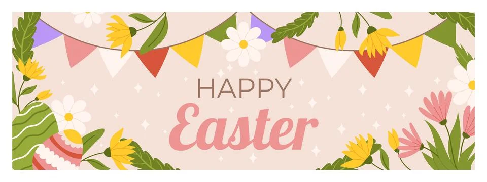 Easter horizontal banner template. Design for celebration spring holiday wi.. Stock Illustration