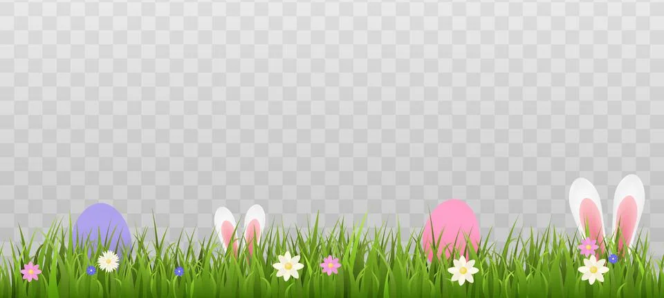 Easter horizontal seamless border realistic vector illustration isolated. Illustrazione stock