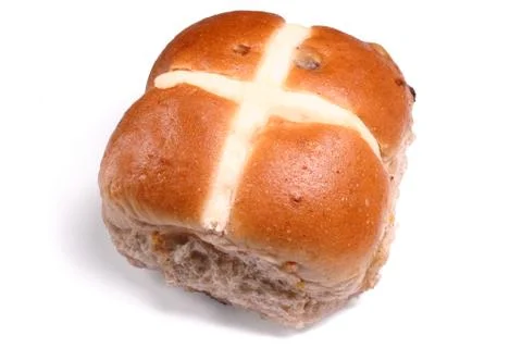 An easter hot cross bun. Fotos Stock