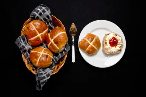 Easter Hot Cross Buns Stock Photos