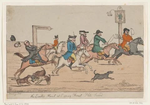 The Easter Hunt at Epping Forest, Plate Second ca. 1810 After Henry William.. Stock Photos