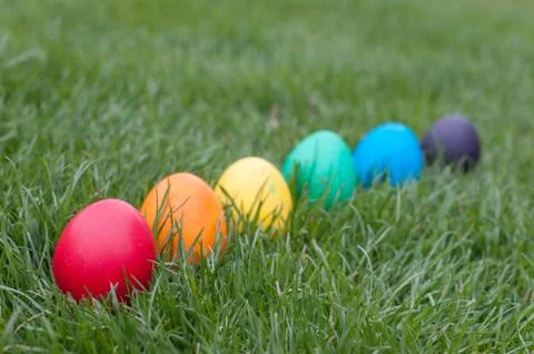 Easter hunt in a garden Stock Photos