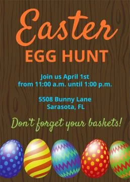 Easter Hunt invitation card Illustrazione stock