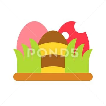 Easter hunt vector, Isolated Easter flat style icon Stock Illustration