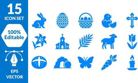 Easter Icon Bundle Design Featuring Religious and Seasonal Spring Holiday S.. Stock Illustration