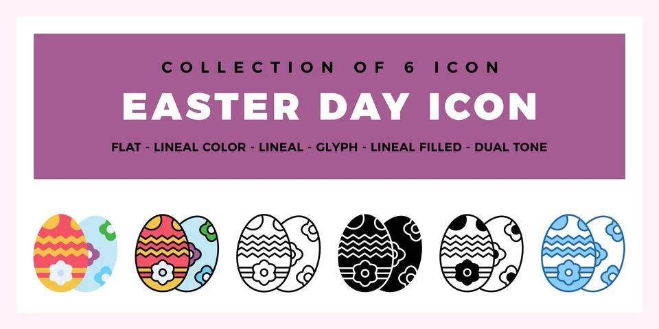 Easter Icon Set 6 Unique Styles for Spring Celebrations Stock Illustration