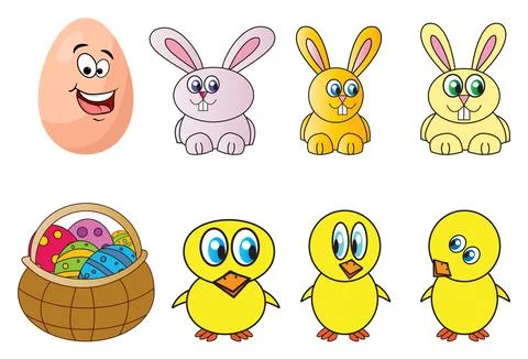 Easter icon set. Vector illustration isolated on white background. Stock Illustration