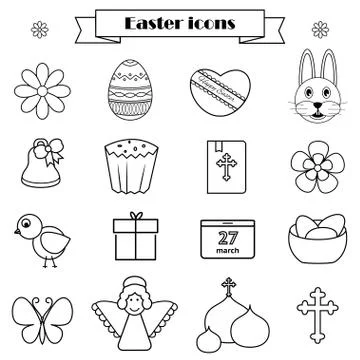 Easter icons set Stock Illustration