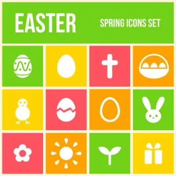 Easter icons set Stock Illustration