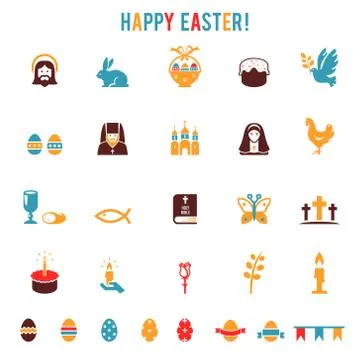 Easter icons-silhouettes Stock Illustration