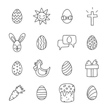 Easter icons on a white background 스톡 일러스트