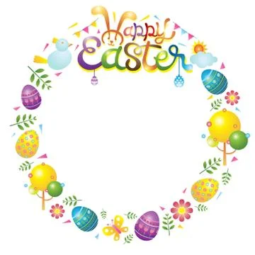 Easter Icons Wreath Stock Illustration