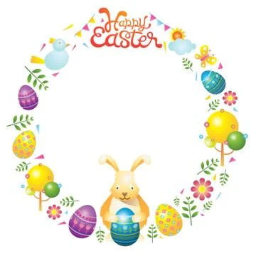 Easter Icons Wreath Stock Illustration