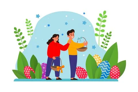 Easter Illustration concept. Flat illustration isolated on white background Stock Illustration
