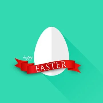 Easter illustration with egg and red ribbon. happy easter Stock Illustration