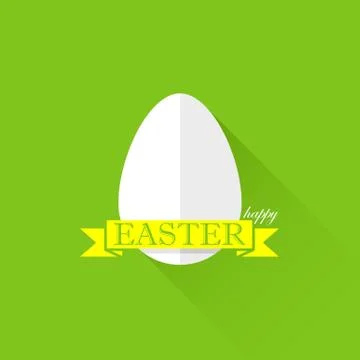 Easter illustration with egg and yellow ribbon. happy easter Stock Illustration