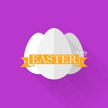Easter illustration with eggs and orange ribbon. happy easter Illustrazione stock