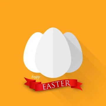 Easter illustration with eggs and red ribbon. happy easter Stock Illustration