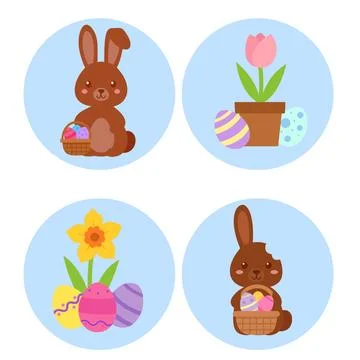 Easter illustration pack: chocolate eggs and bunnies Stock Illustration