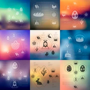 Easter infographic with unfocused background Illustrazione stock