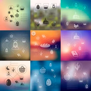 Easter infographic with unfocused background 스톡 일러스트