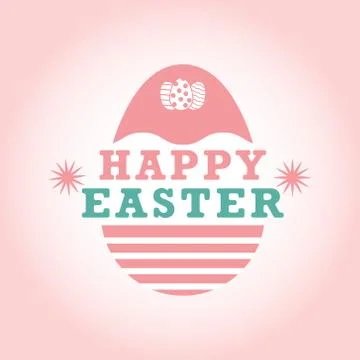 Easter inscription and an Easter egg. Happy EASTER lettering 스톡 일러스트