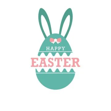 Easter inscription and an Easter egg. Happy EASTER lettering Stock Illustration