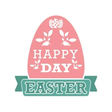 Easter inscription and an Easter egg. Happy EASTER lettering Stock Illustration