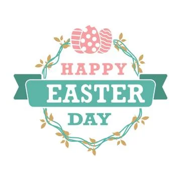 Easter inscription and an Easter egg. Happy EASTER lettering Stock Illustration