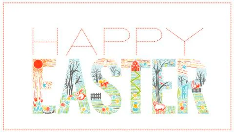 Easter inscription  Linear style Stock Illustration
