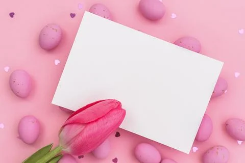 Easter Invitation mockup with eggs Stock Photos