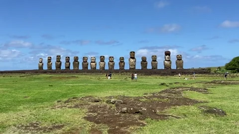 Easter Island, Chile - 2020/03/10 :  Ahu Tongariki Stock Footage 342838832