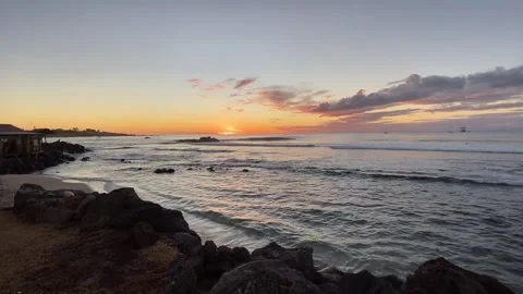 Easter Island, Chile - 2020/03/10 : Sunset on the sea 스톡 동영상 342842157