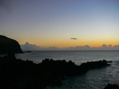 Easter Island coastline. Easter Island coast, rocks, ocean. Stock Photos