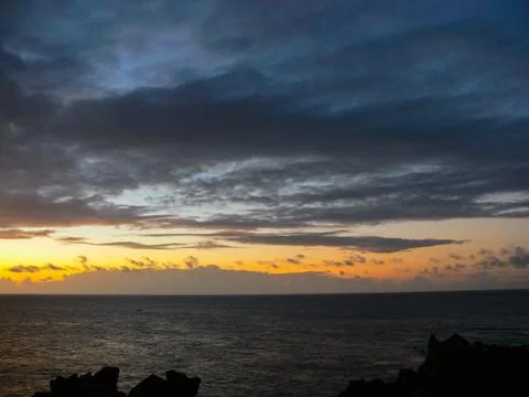 Easter Island coastline. Easter Island coast, rocks, ocean. Stock Photos