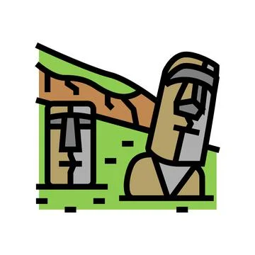 Easter island color icon vector illustration Stock Illustration