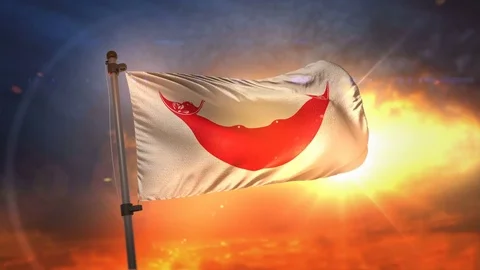 Easter Island Flag Backlit At Beautiful Sunrise Loop Slow Motion 4K Stock Footage 76331673