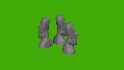 Easter Island line icon rotating on the green screen Stock Footage 279080514