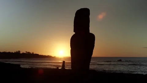 Easter Island Moai Head at Sunset Stock Footage 77167802