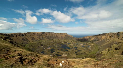 Easter Island Rano Kau volcano Crater Stock Footage 57972154