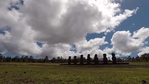 Easter Island Rapa Nui Ahu Akivi Moai 2 Timelapse Video stock 83864219